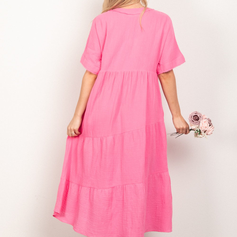 
                      
                        Soft Crinkle Gauze Short Sleeve Midi Dress
                      
                    