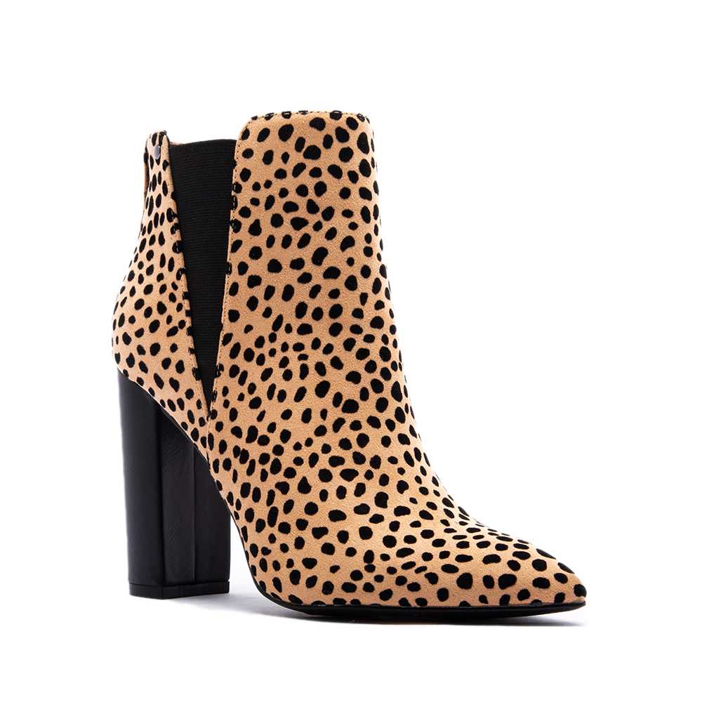 Leopard Spotted Block Heel Bootie