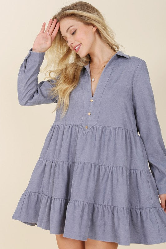 Layla Corduroy Tiered Dress