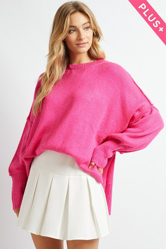 Rosie Boat Neck Oversized Sweater - Plus