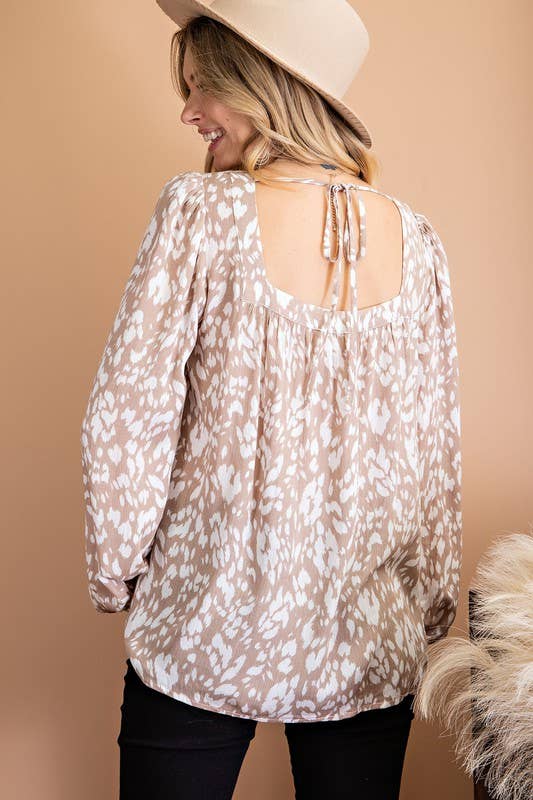 Beige Animal Print Blouse
