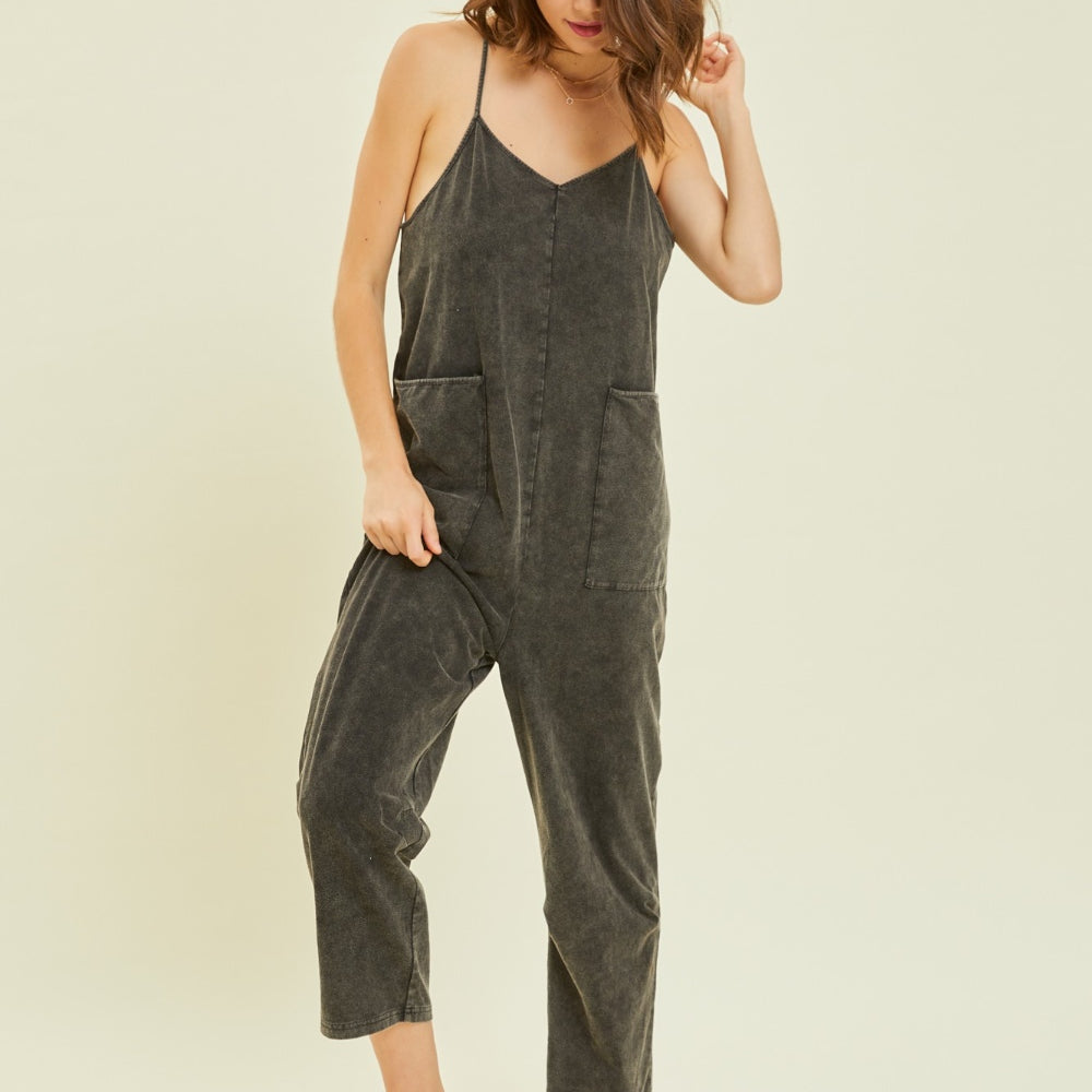 
                      
                        Mineral-Washed Oversized Jumpsuit with Pockets
                      
                    