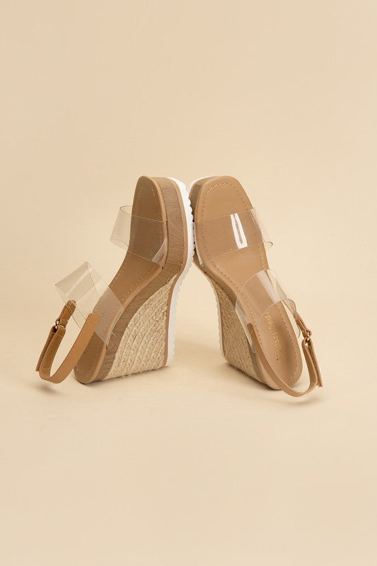 Load image into Gallery viewer, Nadia Clear Espadrille Wedge Sandal
