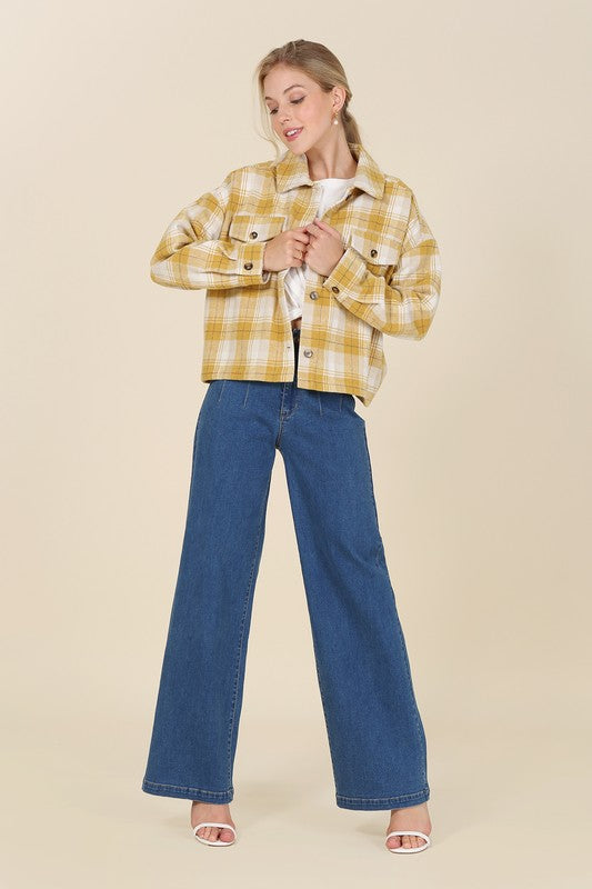 Mona Cropped Plaid Shacket