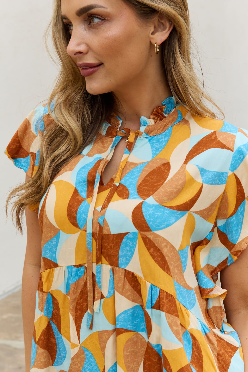 Poppie Printed Ruffle Baby Doll Top