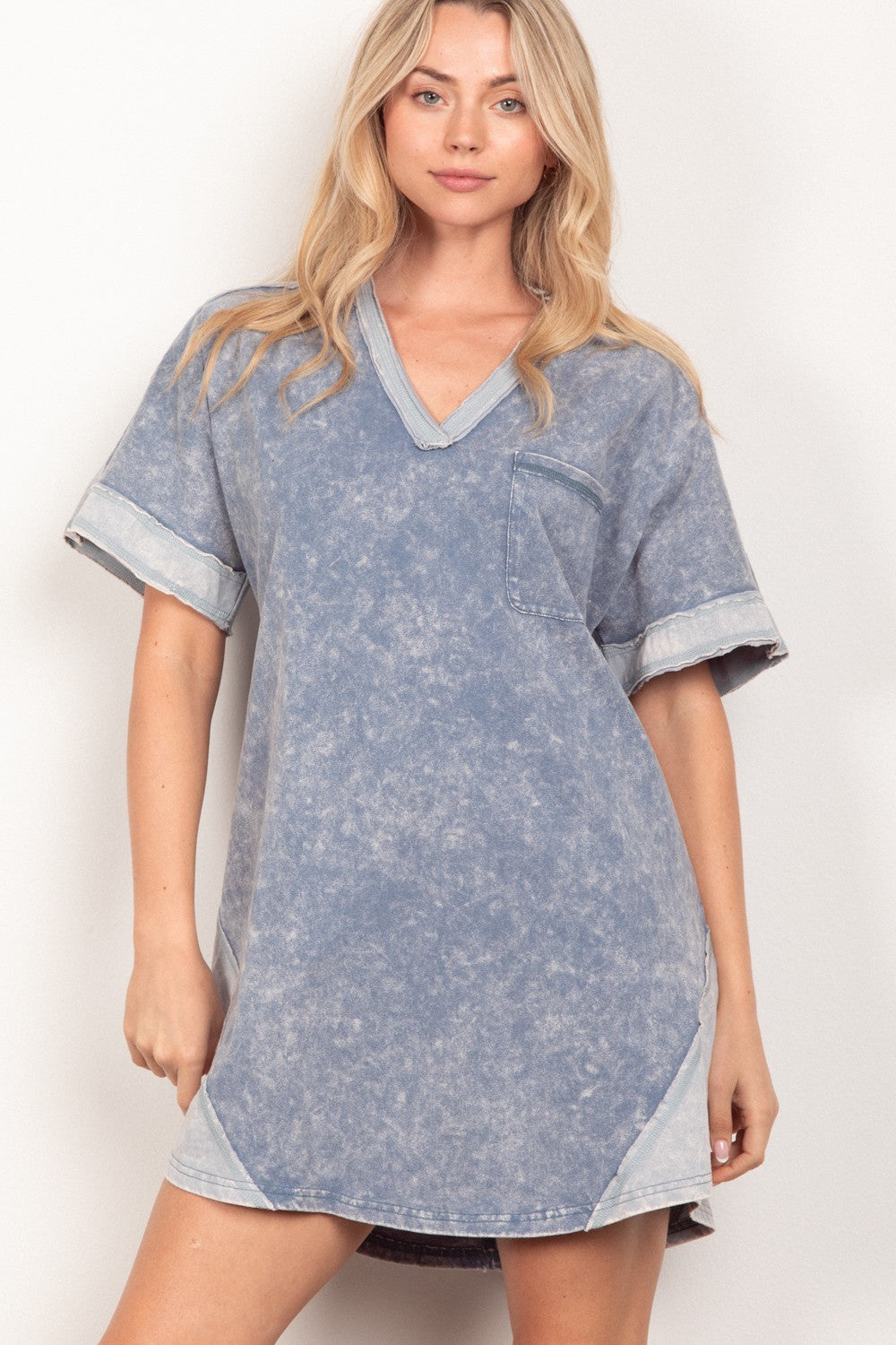 Short Sleeve V-Neck Tee Dress