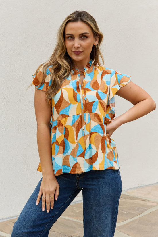 Poppie Printed Ruffle Baby Doll Top